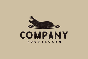 hippopotamus logo design inspiration - obrazy, fototapety, plakaty