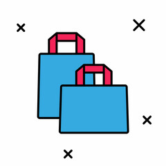 Filled outline Paper shopping bag icon isolated on white background. Package sign. Vector