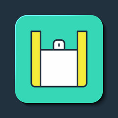 Filled outline Online ordering and fast food delivery icon isolated on blue background. Turquoise square button. Vector