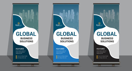 Creative Business Roll Up Signage Banner Template Design.