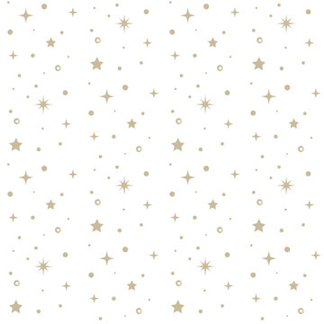 Gold star seamless pattern on white background