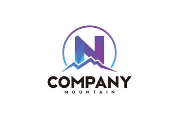 logo N ,initial design inspiration with mountain logo