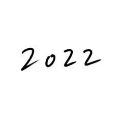 手書きの2022の文字 - やや太めの鉛筆文字 - 2022年の素材・白背景
