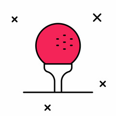 Filled outline Golf ball on tee icon isolated on white background. Vector