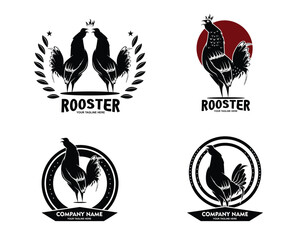 Set rooster logo emblem design on white background © Anang