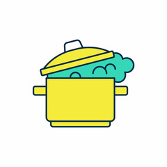 Filled outline Cooking pot icon isolated on white background. Boil or stew food symbol. Vector