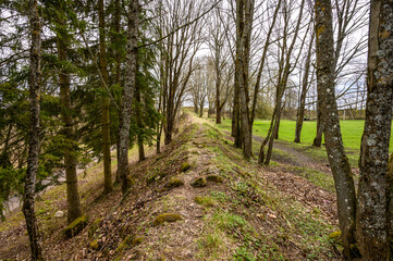 the remains of the fortress wall. Kremlin. earthen rampart from the old fortress wall