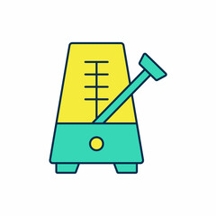 Filled outline Classic Metronome with pendulum in motion icon isolated on white background. Equipment of music and beat mechanism. Vector