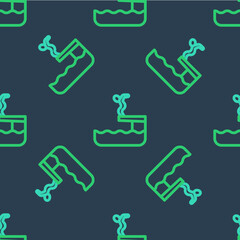 Line Swimmer diving into pool icon isolated seamless pattern on blue background. Vector