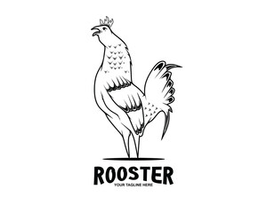 Vintage rooster logo design vector concept