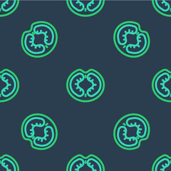 Line Tomato icon isolated seamless pattern on blue background. Vector
