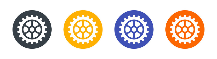 Mechanical gears icon set isolated on white background.