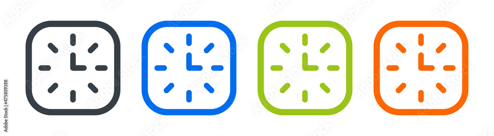 Poster Analog clock icon in square shape vector illustration.