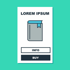 Filled outline Book icon isolated on turquoise background. Vector