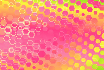 Abstract Pink and Yellow Gradient Hexagon Shape Background Vector Graphic