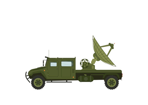 green military truck with radar antenna clip art preview
