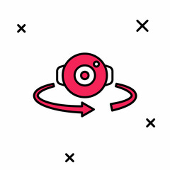 Filled outline 360 degree view icon isolated on white background. Virtual reality. Angle 360 degree camera. Panorama photo. Vector