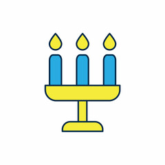 Filled outline Candelabrum with three candlesticks icon isolated on white background. Vector