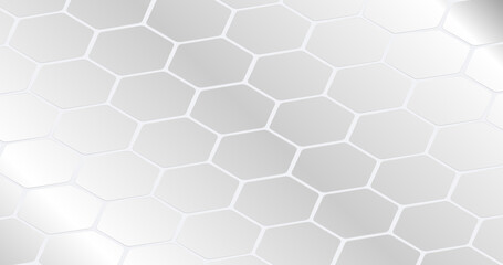 Abstract white, and grey geometric hexagon background. Futuristic technology digital hi tech concept background