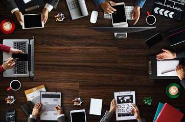 Business people in a stock market meeting. People corporate business team concept.