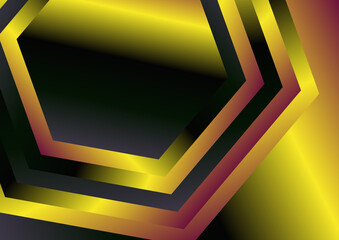 Pink Yellow and Black Gradient Concentric Hexagon Shape Background