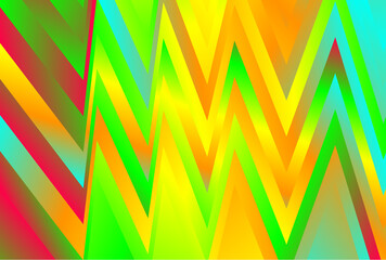 Green Orange and Pink Abstract Gradient Zig Zag Background
