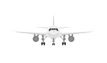 Fototapeta na wymiar Commercial jet plane with landing gear. isolated on white. 3D render. Front view