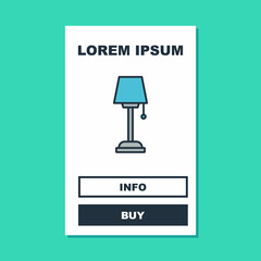 Filled outline Floor lamp icon isolated on turquoise background. Vector