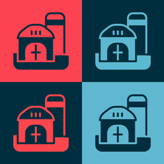 Pop art Farm house icon isolated on color background. Vector