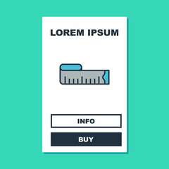 Filled outline Tape measure icon isolated on turquoise background. Measuring tape. Vector