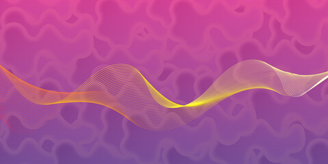 Abstract wave line vector illustration design. elegant  geometry background. 3d illustration, 3d rendering. colourfull gradient background with wave and line in blue, purple, pink, and orange colours.