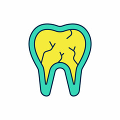 Filled outline Broken tooth icon isolated on white background. Dental problem icon. Dental care symbol. Vector