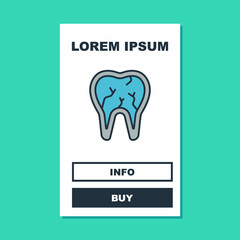 Filled outline Broken tooth icon isolated on turquoise background. Dental problem icon. Dental care symbol. Vector