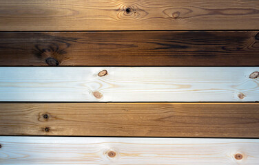 Horizontal rows of brown and white wood