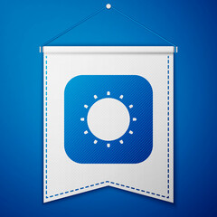 Blue Sun icon isolated on blue background. White pennant template. Vector