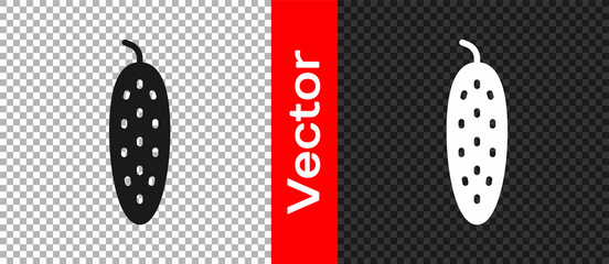 Black Fresh cucumber icon isolated on transparent background. Vector