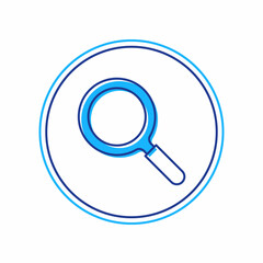 Filled outline Magnifying glass icon isolated on white background. Search, focus, zoom, business symbol. Vector