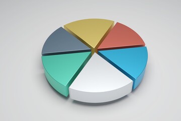 Obraz premium 3d Pie Chart infographic, Metal texture with different color