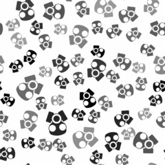 Black Gas mask icon isolated seamless pattern on white background. Respirator sign. Vector