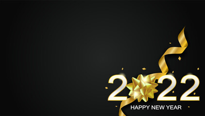2022 Happy New Year. Design with black and gold background. Vector. illustration.