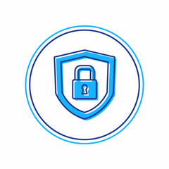 Filled outline Shield security with lock icon isolated on white background. Protection, safety, password security. Firewall access privacy sign. Vector
