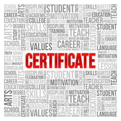 CERTIFICATE word cloud collage, education concept background