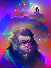 Fototapeta na wymiar Abstract ape watercolor wallpaper illustration