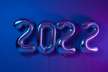 colored balls Christmas or New Year Festive neon background