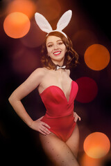 woman in rabbit suit