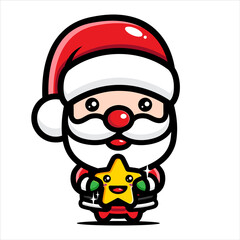 cute santa claus cartoon design hugging stars