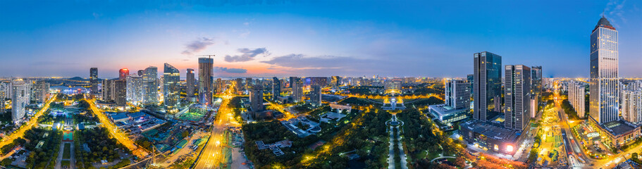 Fototapeta na wymiar Night View of central business district, Nantong City, Jiangsu province