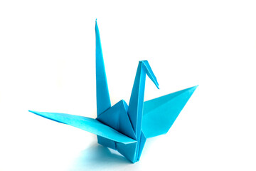 Origami crane isolated on a white background