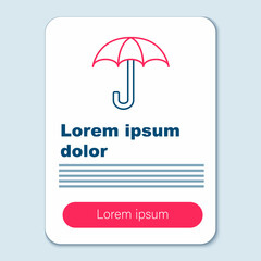 Line Umbrella icon isolated on grey background. Insurance concept. Waterproof icon. Protection, safety, security concept. Colorful outline concept. Vector