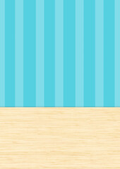 背景素材 ストライプの壁紙と木目 青